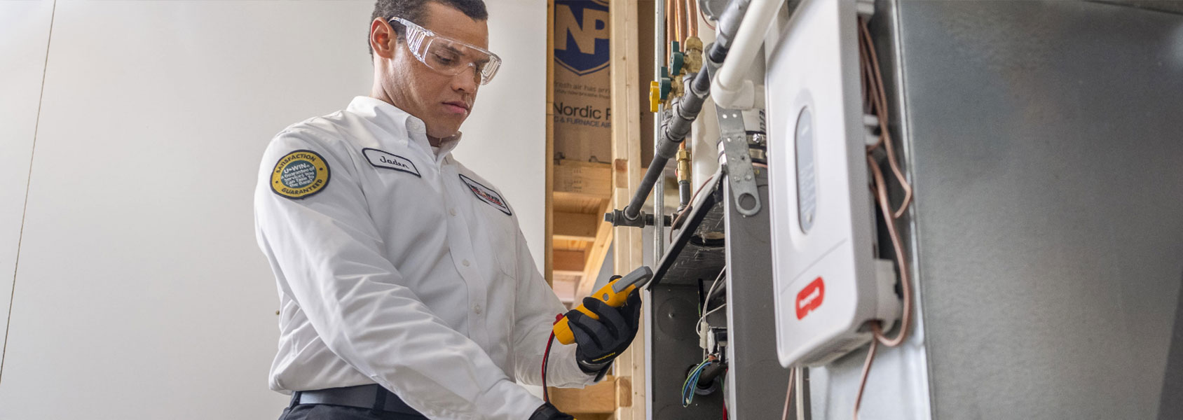 Man testing HVAC